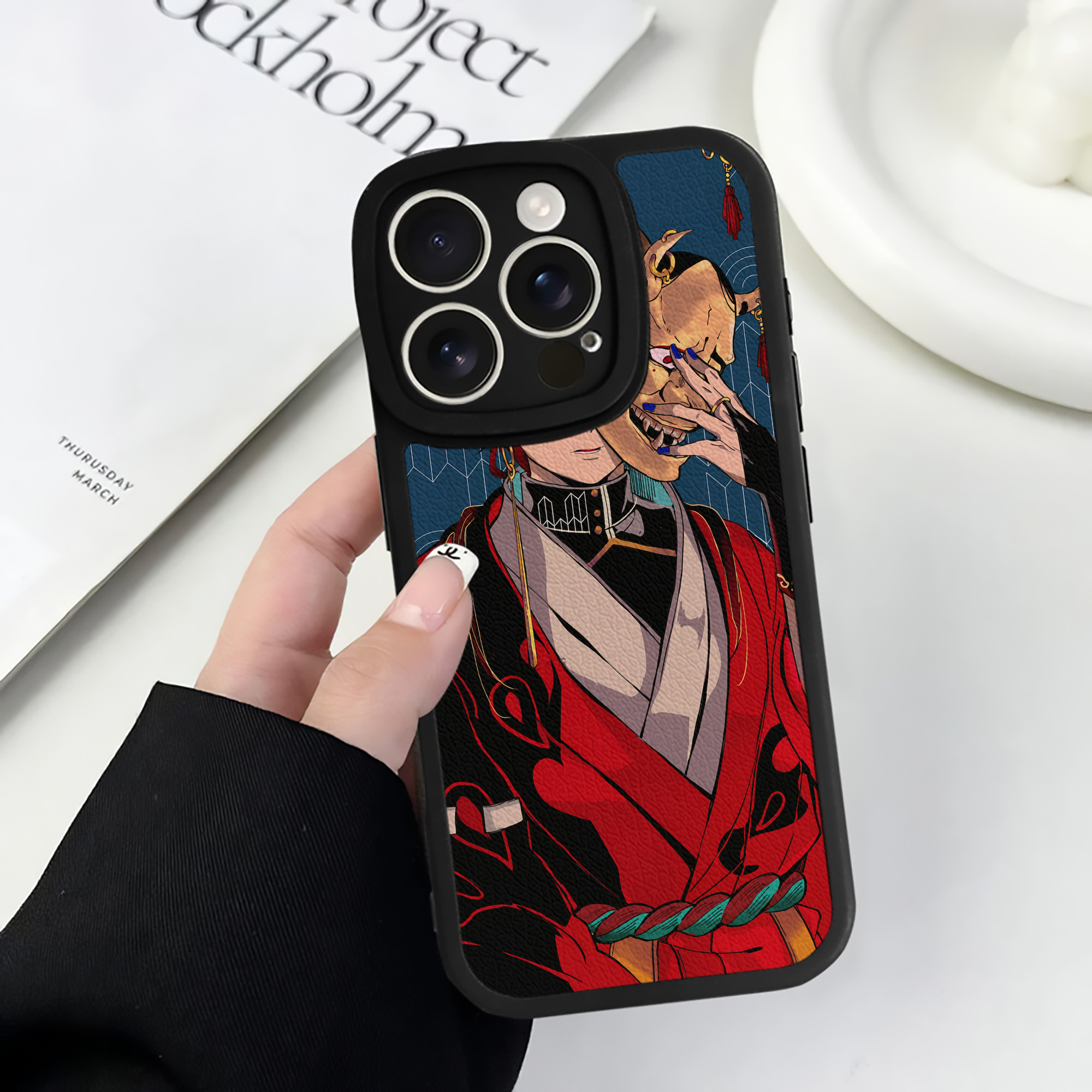（画像用） 鬼滅の刃（きめつのやいば）竈門 炭治郎／かまど たんじろう Kamado Tanjirou 【iPhone 16シリーズ対応】シリコンスマホケース（レザー調） 材質：シリコン